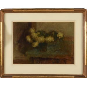Karpiński Alfons (1875-1961) Żółte róże o zmroku
