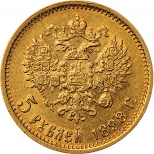 5 rubli 1898, АГ, Rosja, Au 900, 4,32 g