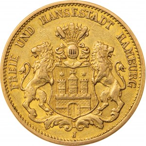 20 marek 1878, J-Hamburg, Niemcy, Au 900, 7,94 g