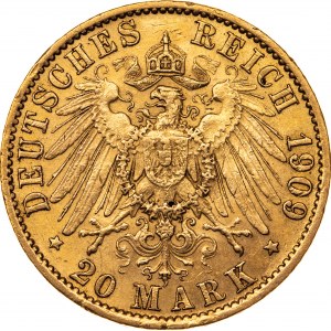 20 marek 1909, A-Berlin, Niemcy, Au 900, 7,99 g