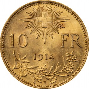 10 franków 1914, Szwajcaria, Au 900, 3,25 g