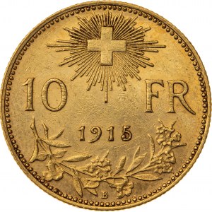 10 franków 1915, Szwajcaria, Au 900, 3,26 g