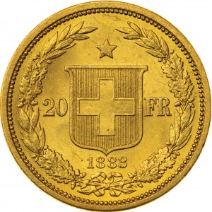 20 franków 1883, Szwajcaria, Au 900, 6,47 g