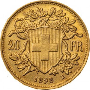 20 franków 1898, Szwajcaria, Au 900, 6,48 g