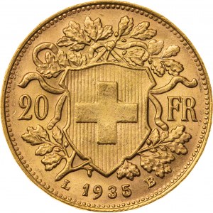 20 franków 1935, Szwajcaria, Au 900, 6,47 g