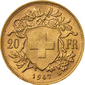 20 franków 1947, Szwajcaria, Au 900, 6,47 g