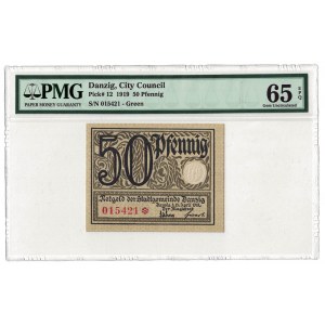 50 fenigów 1919, Gdańsk, PMG 65 EPQ, zielony