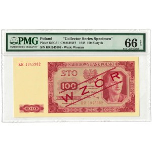 100 zł 1948, PRL, seria KR, WZÓR, PMG 66 EPQ