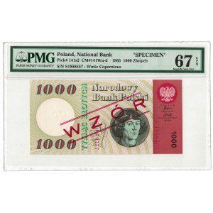 1 000 zł 1965, PRL, seria S, WZÓR, PMG 67 EPQ, MAX ŚWIAT