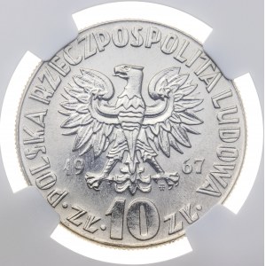 10 zł 1967, PRL, PRÓBA NIKIEL, Kopernik, MS 65