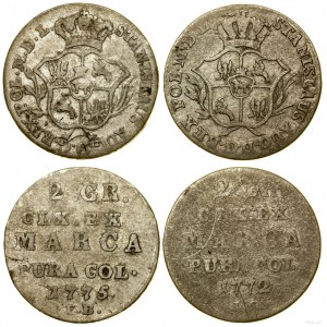 Poland, set of 2 x half gilders (2 pennies), 1772 IS, 1775 EB, Warsaw