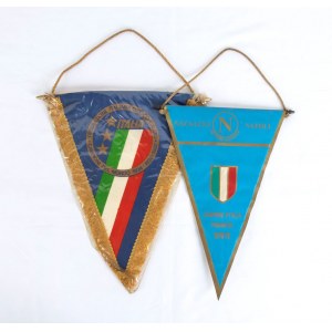 Football, Italy, two Napoli and FIGC pennants