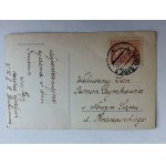 POSTKARTE POLNISCHE MALEREI STYKA SIEGREICHES KIND LÖWE VORKRIEGSZEIT 1929