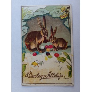 POSTKARTE MALEREI POLNISCH OSTERHASE BRIEFMARKE JASIONKA RZESZOW VORKRIEGSZEIT 1939