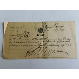 RACHUNEK KWIT PRZEMYŚL URZĄD PODATKOWY PRZEDWOJENNY 1913 R