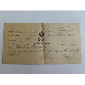 RACHUNEK KWIT PRZEMYŚL URZĄD PODATKOWY PRZEDWOJENNY 1914 R