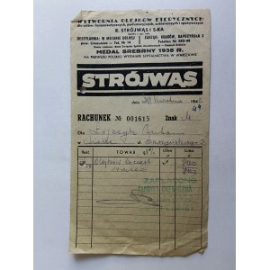 RACHUNEK STRÓJWĄS MIELEC WARSZAWA WYTWÓRNIA OLEJKÓW ETERYCZNYCH 1948 R