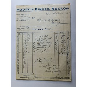 RACHUNEK KRAKÓW MAURYCY FINKER PRZEWORSK PRZEDWOJENNY 1934 R