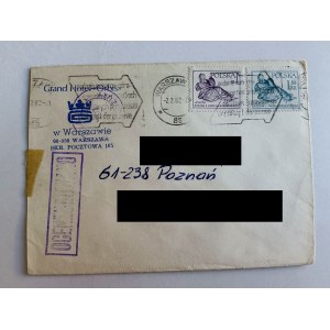 KOPERTA PRL CENZURA STAN WOJENNY 1982 R WARSZAWA GRAND HOTEL ORBIS POZNAŃ