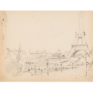 Jozef Mehoffer (1869 - 1946), Panorama of Paris with the Eiffel Tower.
