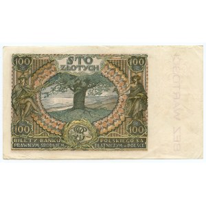 100 Zloty 1934 - Serie BO - falscher Aufdruck MODELL