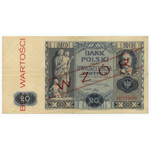 20 złotych 1936 - seria AV - fałszywy nadruk WZÓR