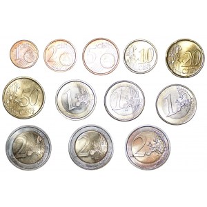 Zestaw 12 sztuk monet - od 1 centa do 2 Euro (2004-2014)
