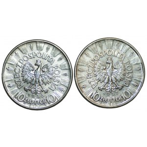 10 Zloty 1936-1937 - Józef Piłsudski - Satz von 2 Münzen