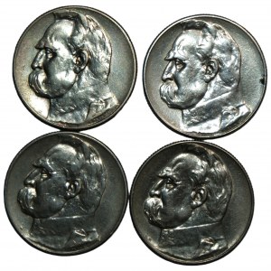 5 zlotých 1934-1938 - Józef Piłsudski - sada 4 mincí