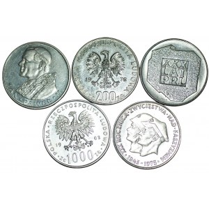 200 - 1000 złotych 1974-1983 - zestaw 5 srebrnych monet