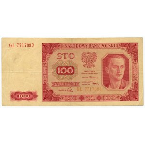 100 zlotých 1948 - série GL bez rámečku kolem nominální hodnoty 100