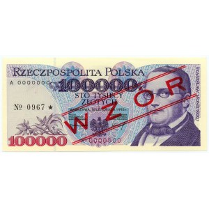 100.000 złotych 1993 - seria A 0000000 - WZÓR / SPECIMEN No.0967*