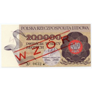 200.000 złotych 1989 - seria A 0000000 WZÓR / SPECIMEN No 0632*