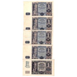 20 złotych 1936, 1941 - set 5 sztuk
