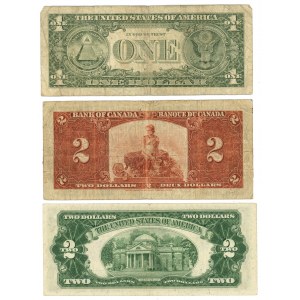 USA - 1 USD 1985, 2 USD Kanada 1937, 2 USD 1953 - sada 3 kusov