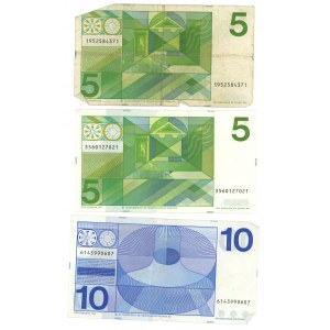 HOLANDIA - 5 guldenów 1973, 10 guldenów 1968 - set 3 sztuk