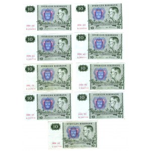 SWEDEN - 10 crowns 1983, 1984 - set of 9 pieces.