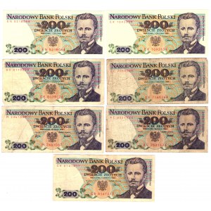 200 złotych 1976-1988 - set 7 sztuk