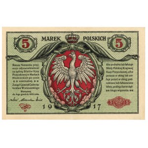5 Polnische Marken 1916 - Allgemeine Serie A - Karten des Darlehensfonds