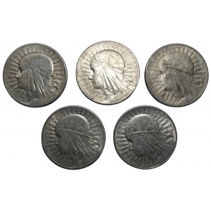 10 zloty 1932 - Polonia - serie di 5 pezzi