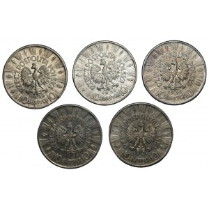 10 zloty 1935 - Józef Piłsudski - set of 5 pieces