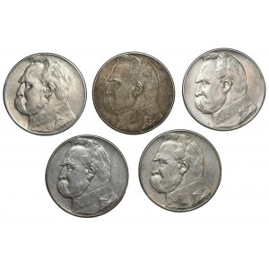 10 zloty 1935 - Józef Piłsudski - set of 5 pieces