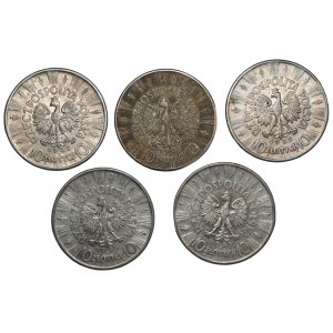 10 zloty 1935 - Józef Piłsudski - set of 5 pieces