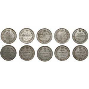 ROSJA - 10 kopiejek 1899-1915 - set 10 sztuk