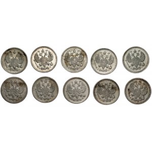 ROSJA - 10 kopiejek 1899-1915 - set 10 sztuk