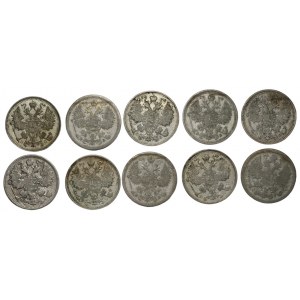 ROSJA - 15 kopiejek 1902-1914 - set 10 sztuk