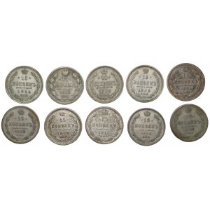 ROSJA - 15 kopiejek 1902-1914 - set 9 sztuk
