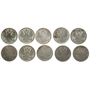 RUSSIA - 20 kopecks 1880-1914 - set of 10 pieces