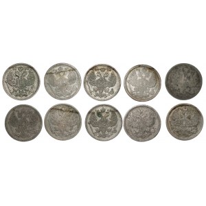 ROSJA - 20 kopiejek 1864-1909 - set 10 sztuk
