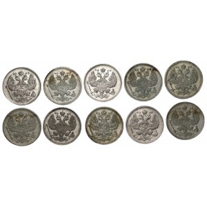 ROSJA - 20 kopiejek 1909-1915 - set 10 sztuk